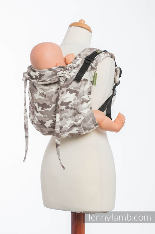 Lenny Buckle Onbuhimo baby carrier, standard size, jacquard weave (100% cotton) - BEIGE CAMO #babywearing