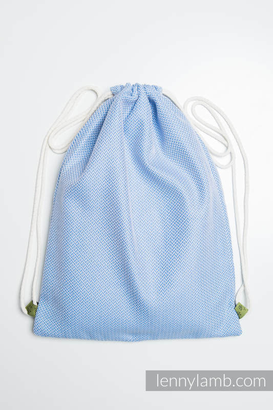 Mochila portaobjetos hecha de tejido de fular (100% algodón) - LITTLE HERRINGBONE AZUL - talla estándar 32cmx43cm (grado B) #babywearing