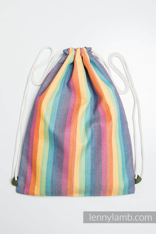 Sackpack made of wrap fabric (60% cotton 40% bamboo) - RAINBOW LIGHT- standard size 32cmx43cm #babywearing
