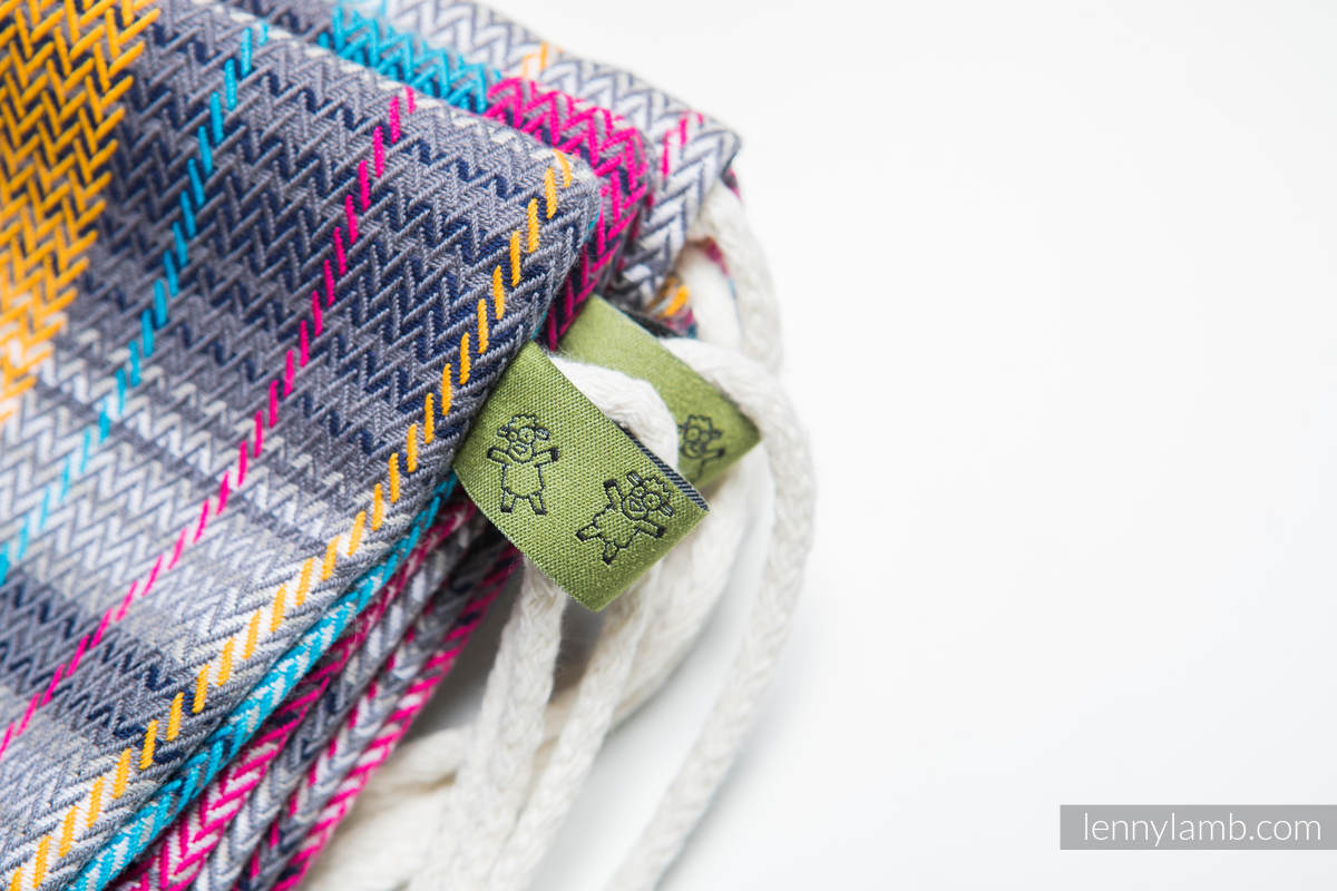 Mochila portaobjetos hecha de tejido de fular (100% algodón) - LITTLE HERRINGBONE CITYLIGHTS - talla estándar 32cmx43cm #babywearing