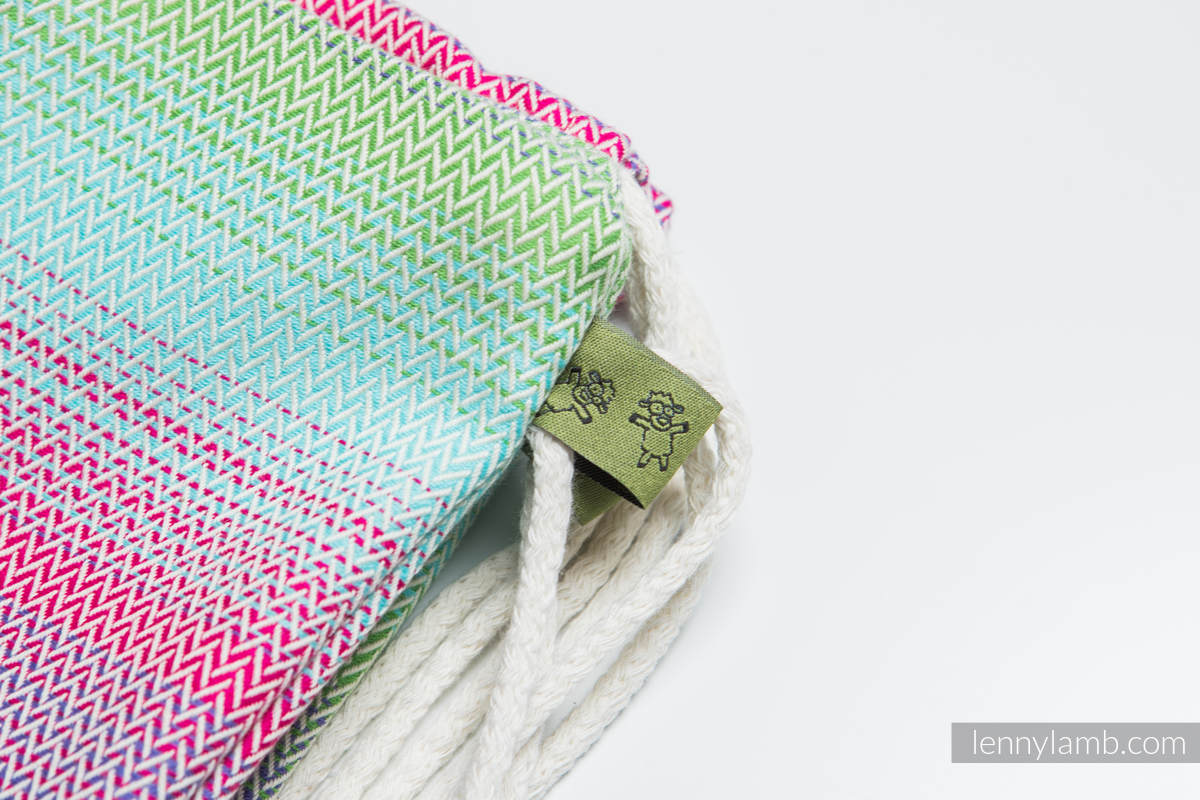 Mochila portaobjetos hecha de tejido de fular (100% algodón) - LITTLE HERRINGBONE IMPRESSION - talla estándar 32cmx43cm (grado B) #babywearing
