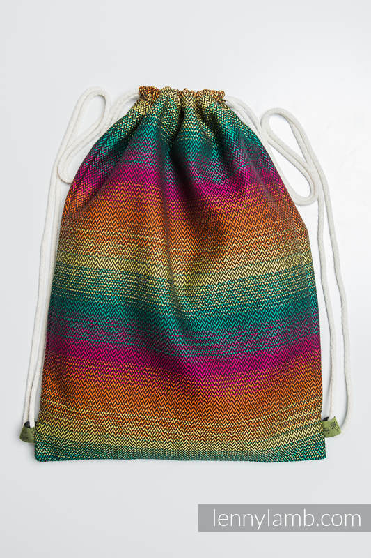 Sackpack made of wrap fabric (100% cotton) - LITTLE HERRINGBONE IMAGINATION DARK - standard size 32cmx43cm #babywearing