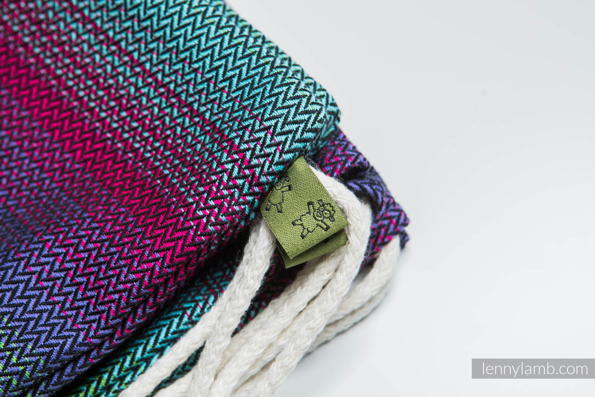 Mochila portaobjetos hecha de tejido de fular (100% algodón) - LITTLE HERRINGBONE IMPRESSION DARK - talla estándar 32cmx43cm #babywearing