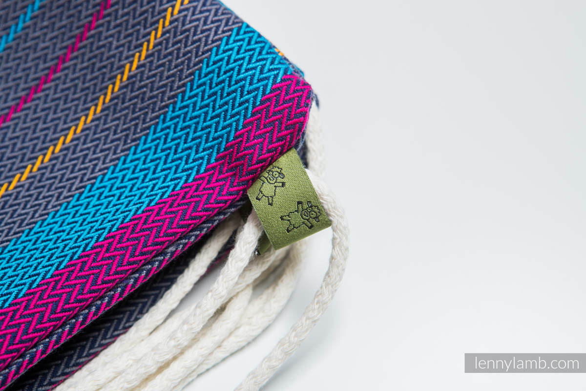 Sackpack made of wrap fabric (100% cotton) - LITTLE HERRINGBONE NIGHTLIGHTS - standard size 32cmx43cm #babywearing