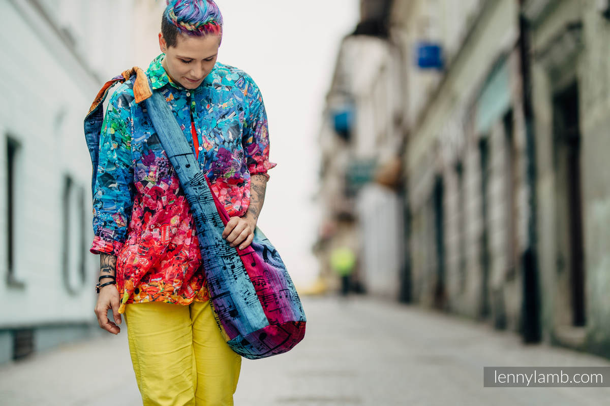 Hobo Bag made of woven fabric, 100% cotton - SYMPHONY RAINBOW DARK #babywearing