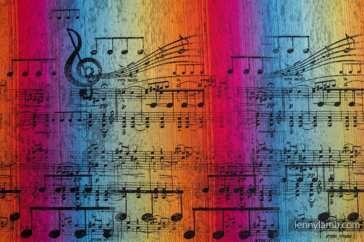 Asymmetrischer Pullover - Schwarz mit Symphony Rainbow Dark - Größe S #babywearing