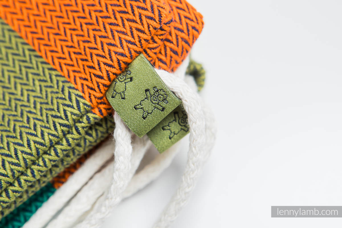 Mochila portaobjetos hecha de tejido de fular (100% algodón) - LITTLE HERRINGBONE AMAZONIA - talla estándar 32cmx43cm #babywearing