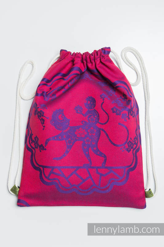 Plecak/worek - 100% bawełna - MICO CZERWONY Z FIOLETEM - uniwersalny rozmiar 32cmx43cm #babywearing