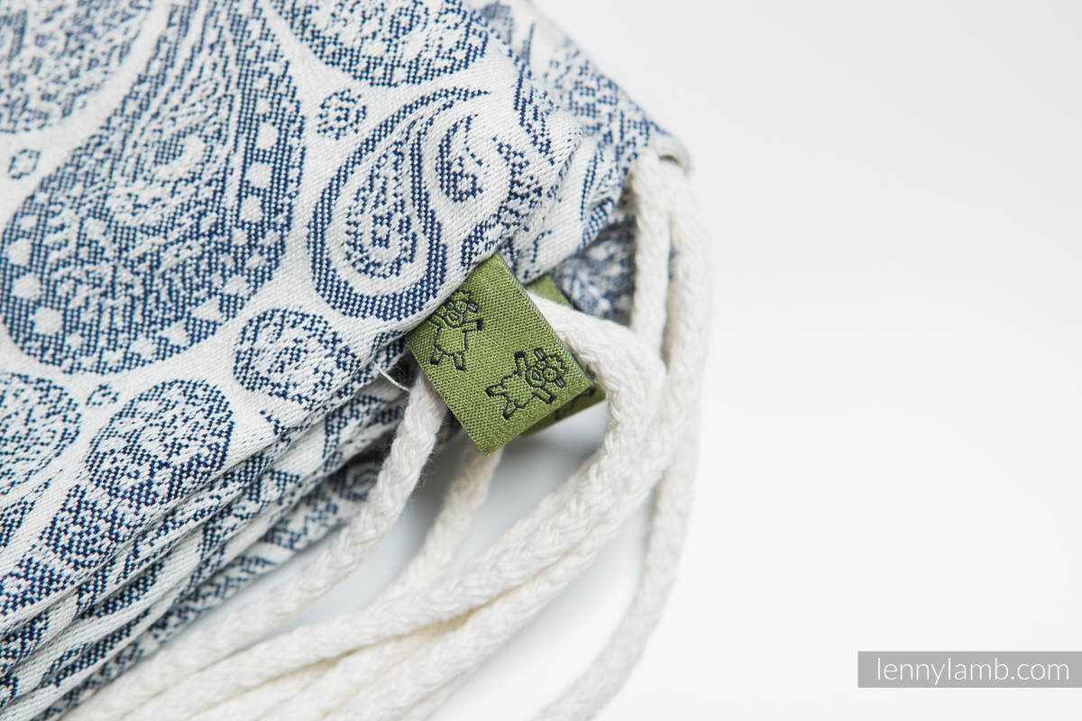 Sackpack made of wrap fabric (100% cotton) - PAISLEY NAVY BLUE & CREAM - standard size 32cmx43cm (grade B) #babywearing