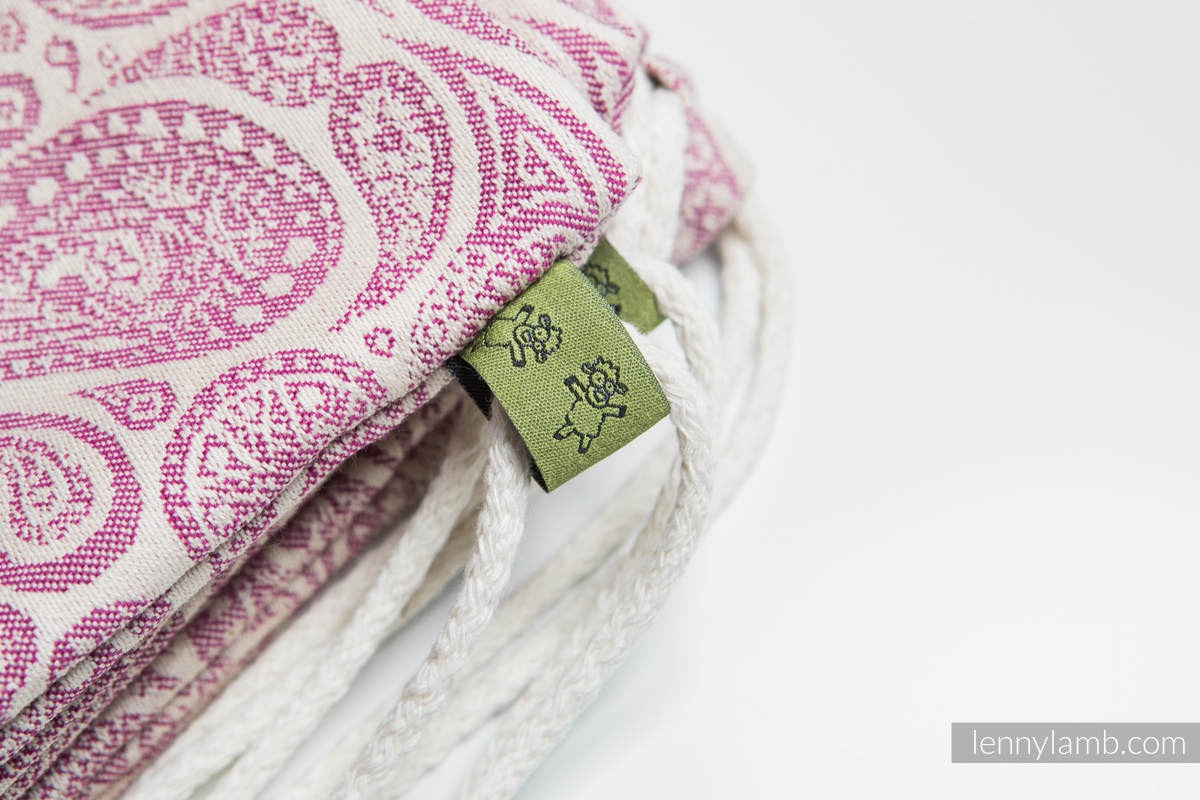 Sackpack made of wrap fabric (100% cotton) - PAISLEY PURPLE & CREAM - standard size 32cmx43cm #babywearing