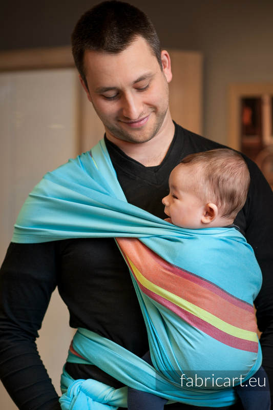 Chusta do noszenia dzieci, tkana splotem skośno-krzyżowym, bawełna z bambusem - Korfu - rozmiar XS #babywearing