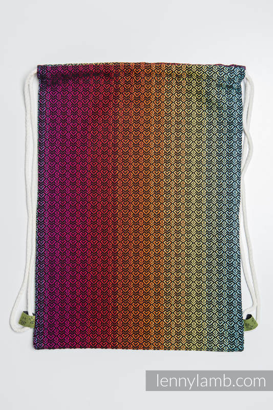 Mochila portaobjetos hecha de tejido de fular (100% algodón) - LITTLE LOVE RAINBOW DARK - talla estándar 32cmx43cm #babywearing