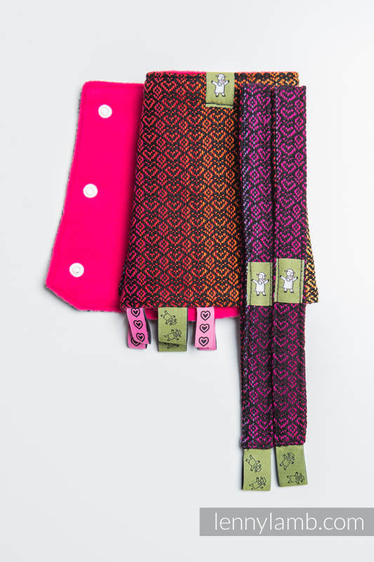 Drool Pads & Reach Straps Set, (60% cotton, 40% polyester) - LITTLE LOVE - RAINBOW DARK #babywearing