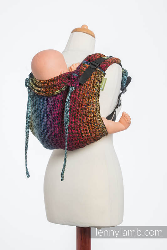 Lenny Buckle Onbuhimo baby carrier, Standard size, jacquard weave (100% cotton) - LITTLE LOVE RAINBOW DARK #babywearing