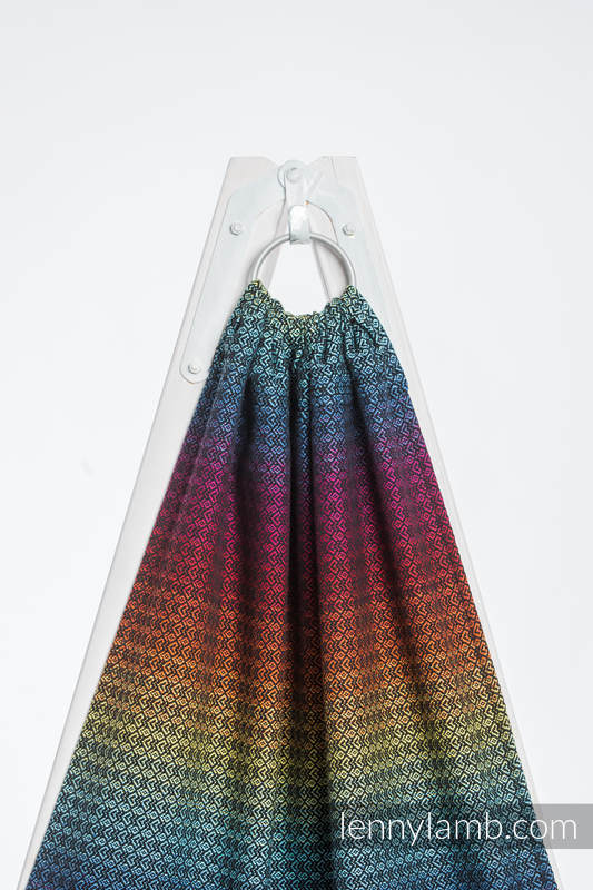 Ringsling, Jacquard Weave (100% cotton), with gathered shoulder - LITTLE LOVE - RAINBOW DARK - long 2.1m #babywearing