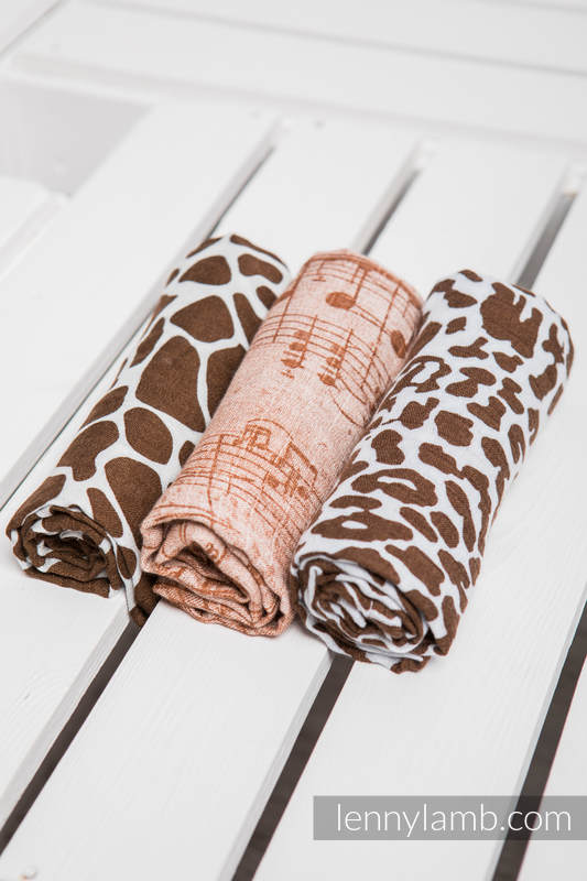 Mullwindeln Set - SYMPHONY BROWN & CREME, CHEETAH BRAUN & WEISS , GIRAFFE BRAUN & CREME #babywearing