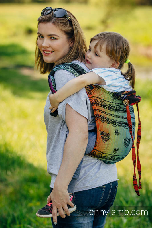 Lenny Buckle Onbuhimo baby carrier, toddler size, jacquard weave (100% cotton) - RAINBOW LACE DARK #babywearing