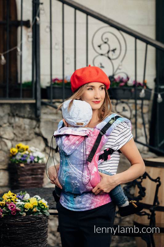 Ergonomic Carrier, Baby Size, jacquard weave 100% cotton - CITY OF LOVE - Second Generation #babywearing