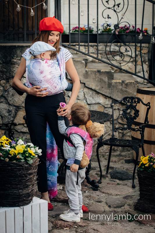 Żakardowa chusta do noszenia dzieci, bawełna - MIASTO MIŁOŚCI - rozmiar S (drugi gatunek) #babywearing