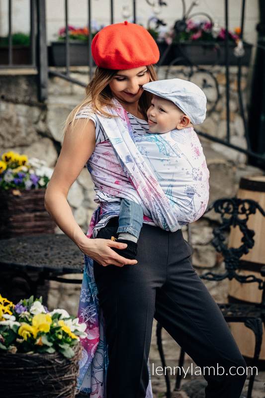 Żakardowa chusta do noszenia dzieci, bawełna - MIASTO MIŁOŚCI - rozmiar XL #babywearing