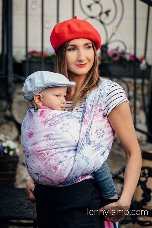 Baby Wrap, Jacquard Weave (100% cotton) - CITY OF LOVE - size XS #babywearing