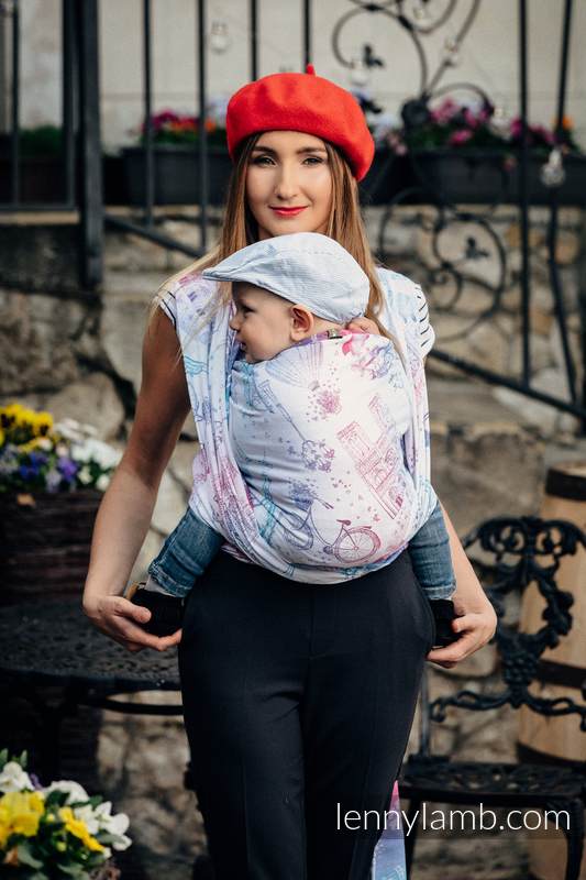 Żakardowa chusta do noszenia dzieci, bawełna - MIASTO MIŁOŚCI - rozmiar S (drugi gatunek) #babywearing