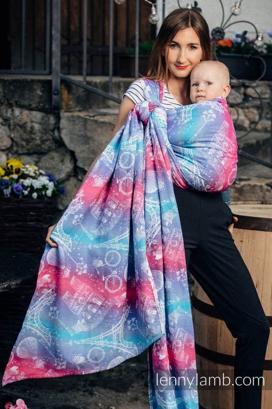 Żakardowa chusta do noszenia dzieci, bawełna - MIASTO MIŁOŚCI - rozmiar L (drugi gatunek) #babywearing