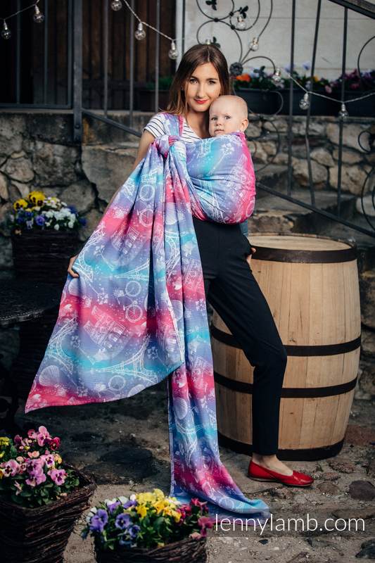 Tragetuch, Jacquardwebung (100% Baumwolle) - CITY OF LOVE - Größe S (grad B) #babywearing