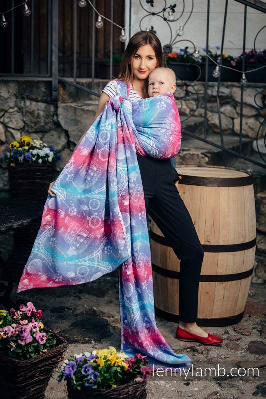 Żakardowa chusta do noszenia dzieci, bawełna - MIASTO MIŁOŚCI - rozmiar XL #babywearing