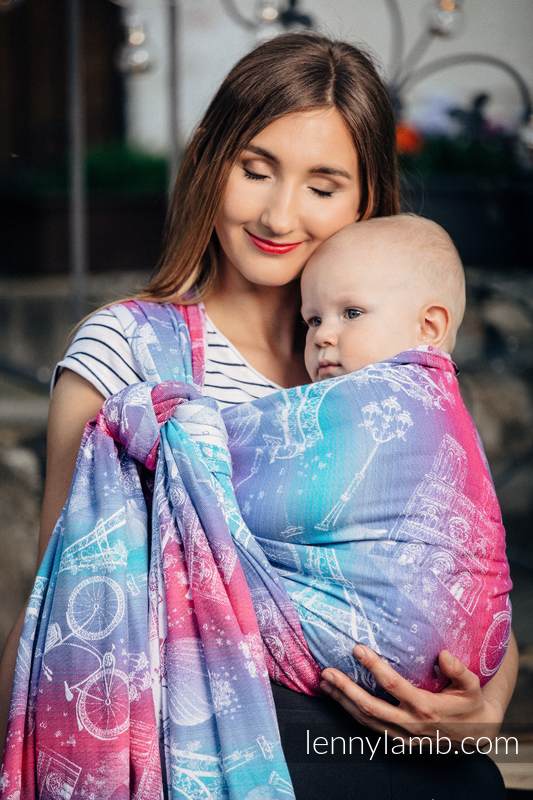 Baby Wrap, Jacquard Weave (100% cotton) - CITY OF LOVE - size XS (grade B) #babywearing