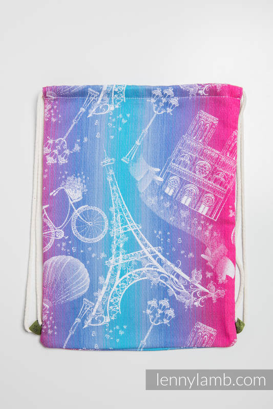 Sackpack made of wrap fabric (100% cotton) - CITY OF LOVE - standard size 32cmx43cm #babywearing