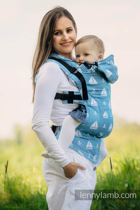 Ergonomic Carrier, Baby Size, jacquard weave 100% cotton - HOLIDAY CRUISE - Second Generation (grade B) #babywearing