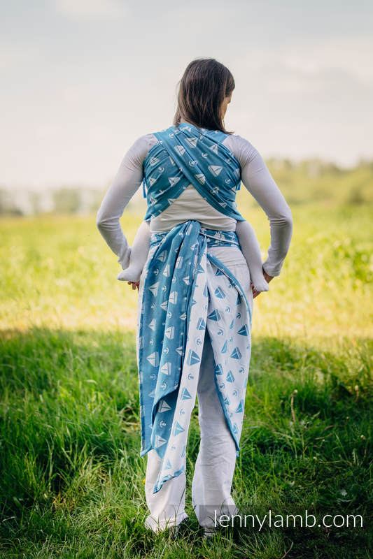 Nosidełko dla dzieci WRAP-TAI TODDLER, bawełna, splot żakardowy, z kapturkiem, WAKACYJNY REJS  #babywearing