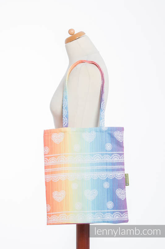 Einkaufstasche, hergestellt aus gewebtem Stoff (100% Baumwolle) - RAINBOW LACE (grad B) #babywearing