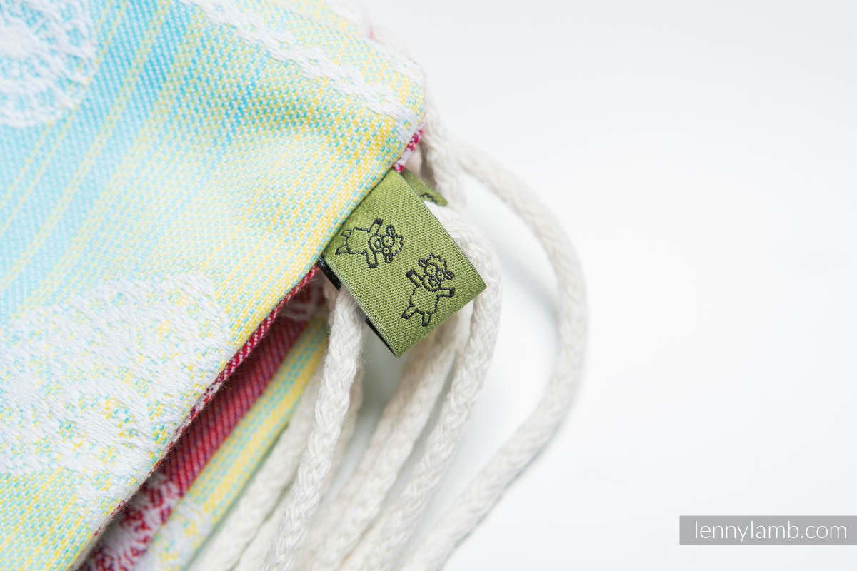 Turnbeutel, hergestellt vom gewebten Stoff (100% Baumwolle) - RAINBOW LACE - Standard Größe 32cmx43cm #babywearing