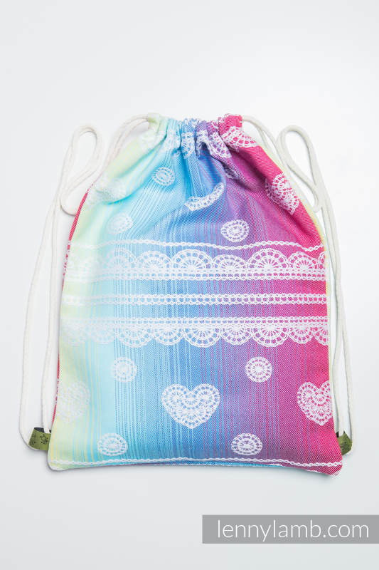 Sackpack made of wrap fabric (100% cotton) - RAINBOW LACE - standard size 32cmx43cm #babywearing