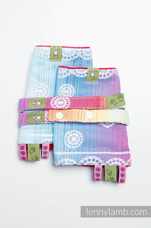 Drool Pads & Reach Straps Set, (60% cotton, 40% polyester) - RAINBOW LACE #babywearing