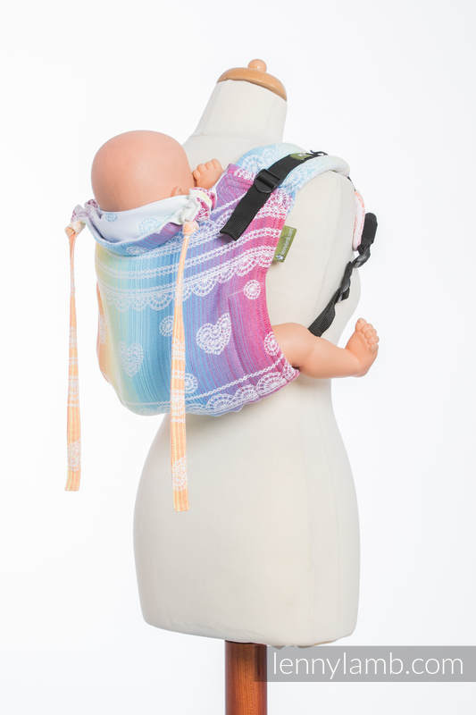 Nosidło Klamrowe ONBUHIMO z tkaniny skośno-krzyżowej (100% bawełna), rozmiar Standard - TĘCZOWA KORONKA (drugi gatunek) #babywearing
