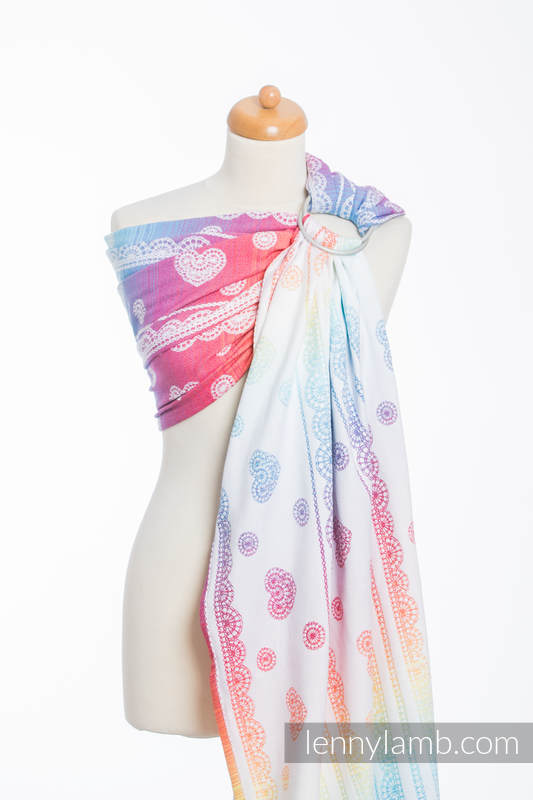 Bandolera de anillas, tejido Jacquard (100% algodón) - con plegado simple - RAINBOW LACE - long 2.1m #babywearing