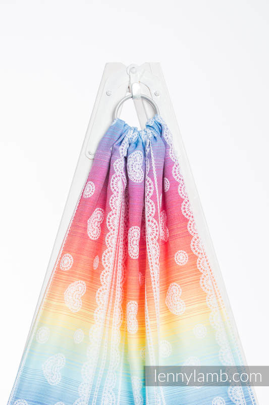 Bandolera de anillas, tejido Jacquard (100% algodón) - con plegado simple - RAINBOW LACE - long 2.1m #babywearing