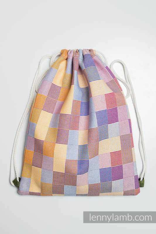 Sac à cordons en retailles d’écharpes (100% coton) - QUARTET - taille standard 32 cm x 43 cm #babywearing