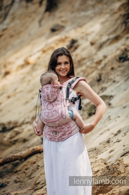 Porte-bébé ergonomique, taille bébé, jacquard 100% coton, SANDY SHELLS - Deuxième génération #babywearing