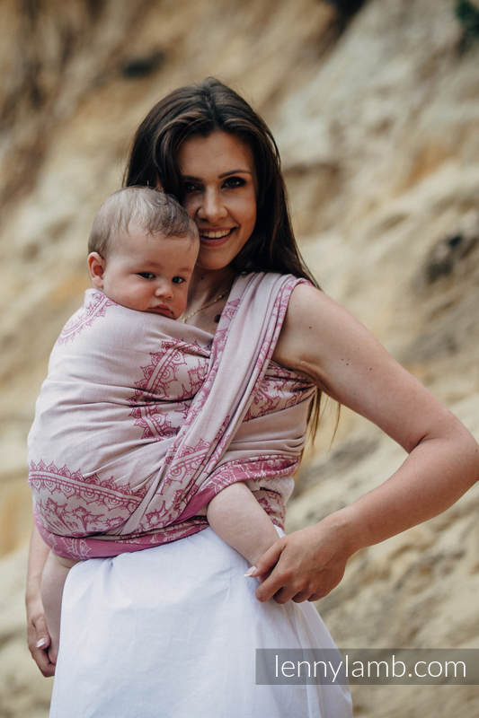 Żakardowa chusta do noszenia dzieci, bawełna - PIASKOWE MUSZELKI, rozmiar L #babywearing