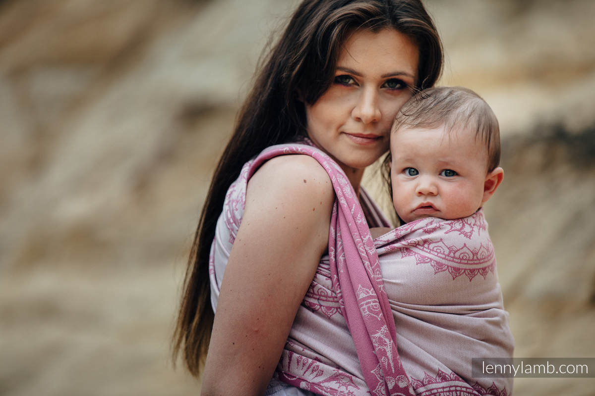 Żakardowa chusta do noszenia dzieci, bawełna - SANDY SHELLS - rozmiar XS #babywearing