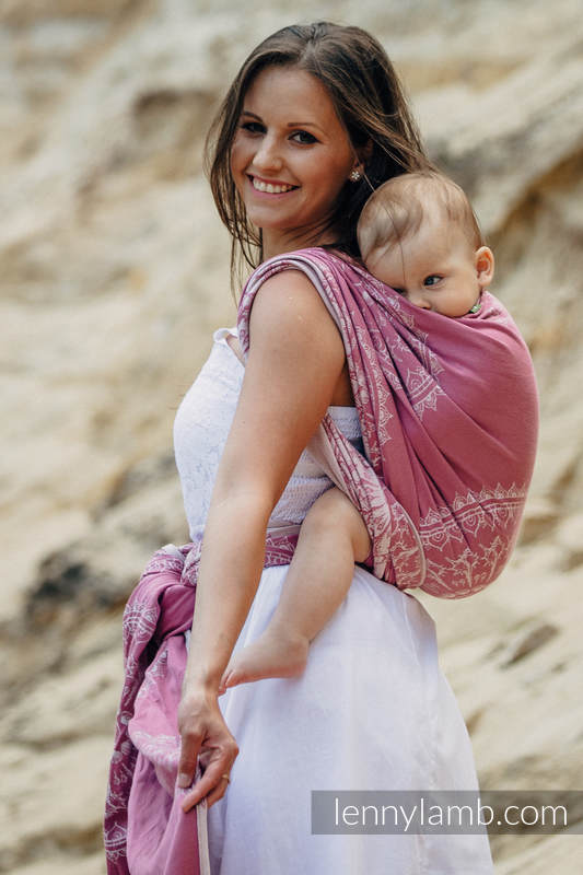 Żakardowa chusta do noszenia dzieci, bawełna - PIASKOWE MUSZELKI, rozmiar M #babywearing