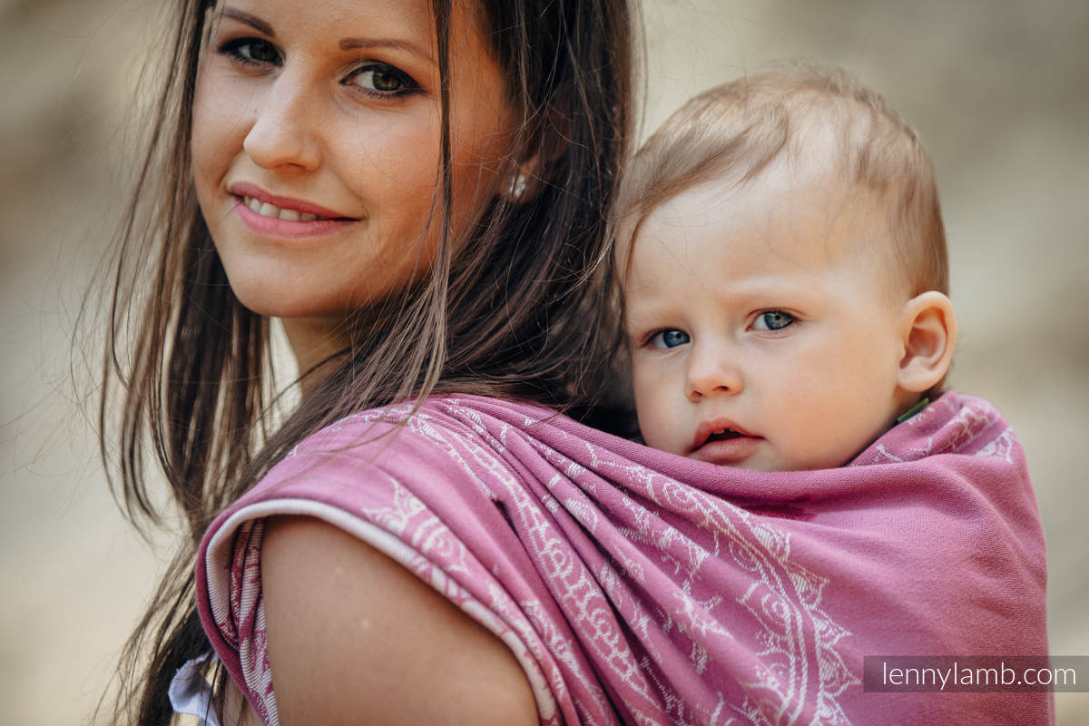 Żakardowa chusta do noszenia dzieci, bawełna - PIASKOWE MUSZELKI, rozmiar M (drugi gatunek) #babywearing