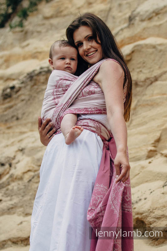 Żakardowa chusta do noszenia dzieci, bawełna - PIASKOWE MUSZELKI - rozmiar XL #babywearing