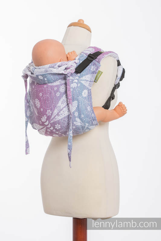 Nosidło Klamrowe ONBUHIMO  z tkaniny żakardowej (60% bawełna, 40% len), rozmiar Standard - WAŻKI LAWENDOWE #babywearing