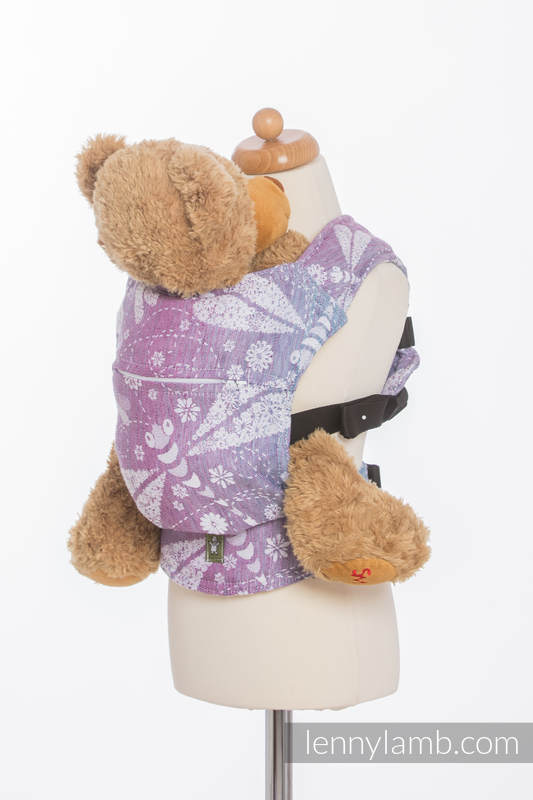 Nosidełko dla lalek z tkaniny chustowej - WAŻKI LAWENDOWE #babywearing