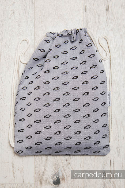 Plecak/worek z materiału żakardowego, (100% bawełna) - ICHTYS - SZARY - uniwersalny rozmiar 35cmx45cm #babywearing